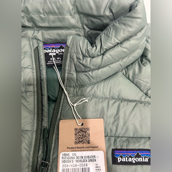 Patagonia XXL Women’s Down Sweater Puffer Jacket Hemlock Green NWT - Picture 4 of 14